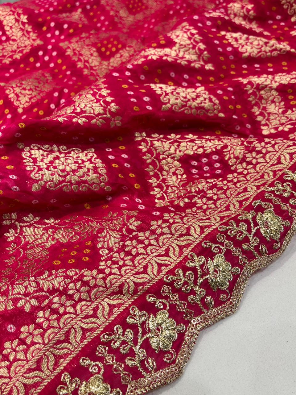 K.R KASAT - Red Bandhani Fabric
